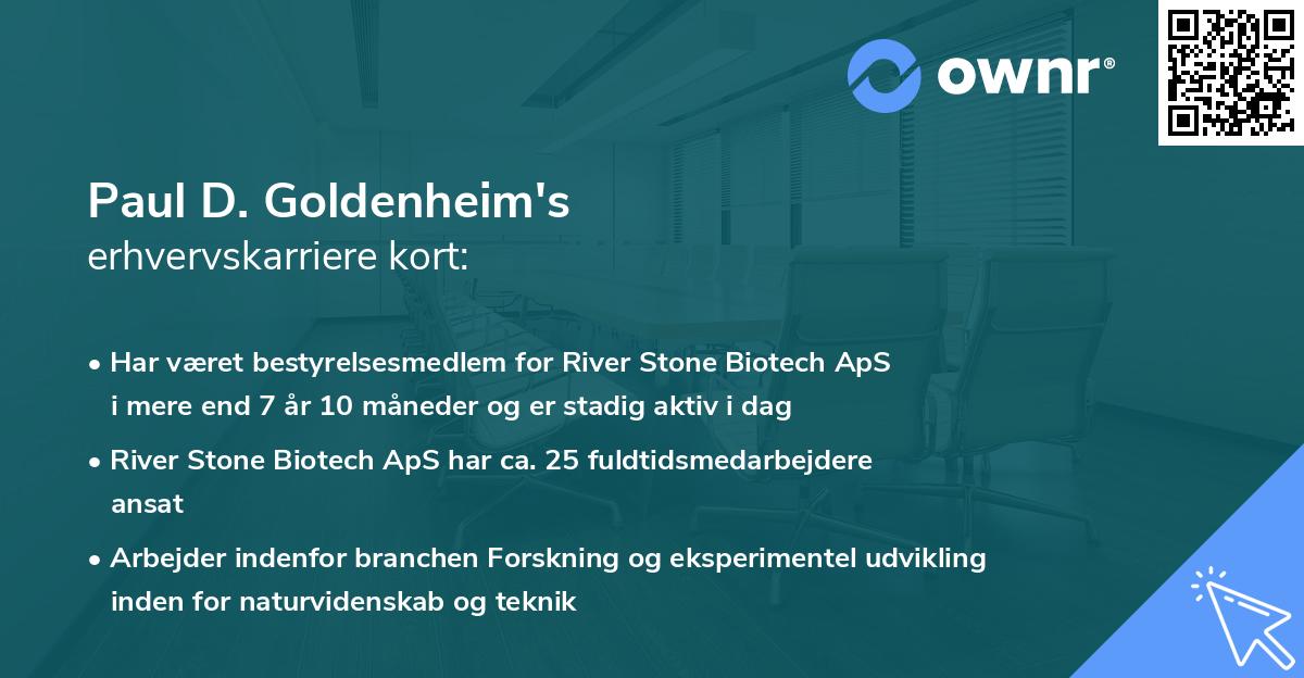 Paul D. Goldenheim's erhvervskarriere kort