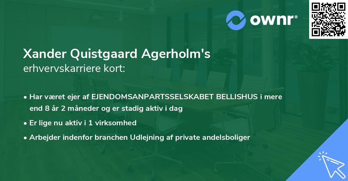 Xander Quistgaard Agerholm's erhvervskarriere kort