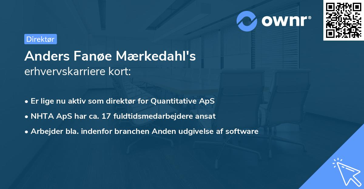 Anders Fanøe Mærkedahl's erhvervskarriere kort
