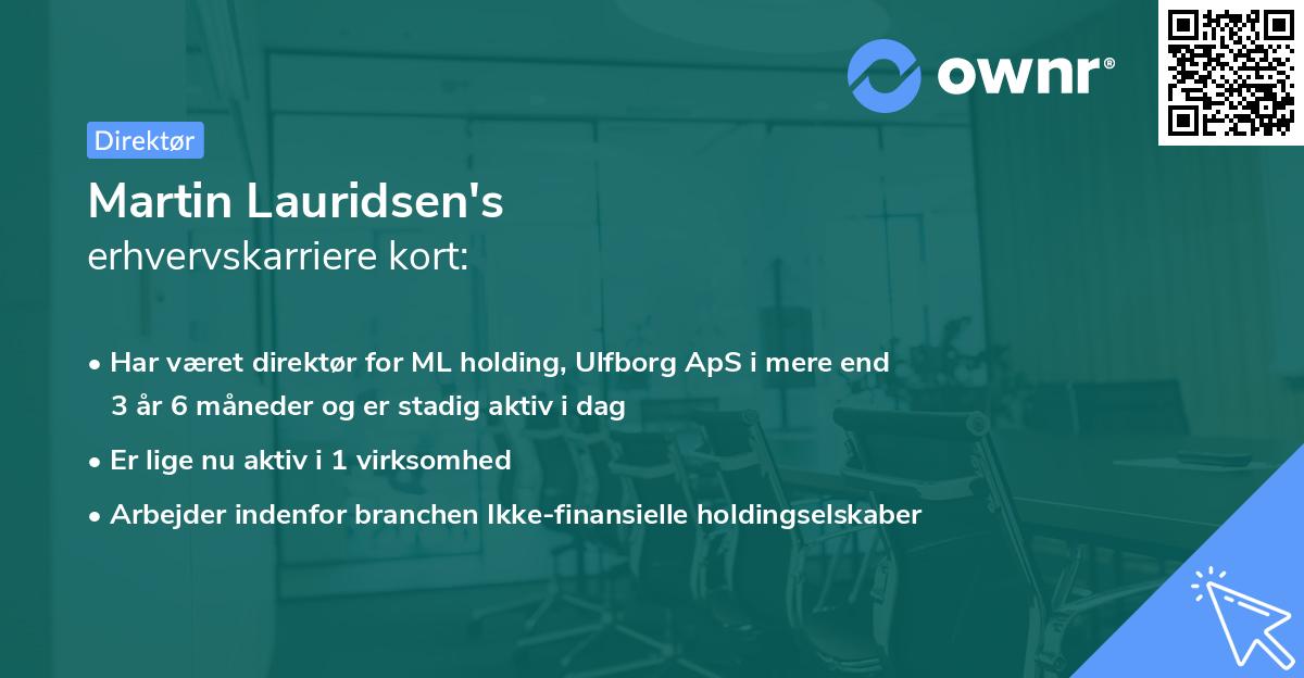 Martin Lauridsen's erhvervskarriere kort