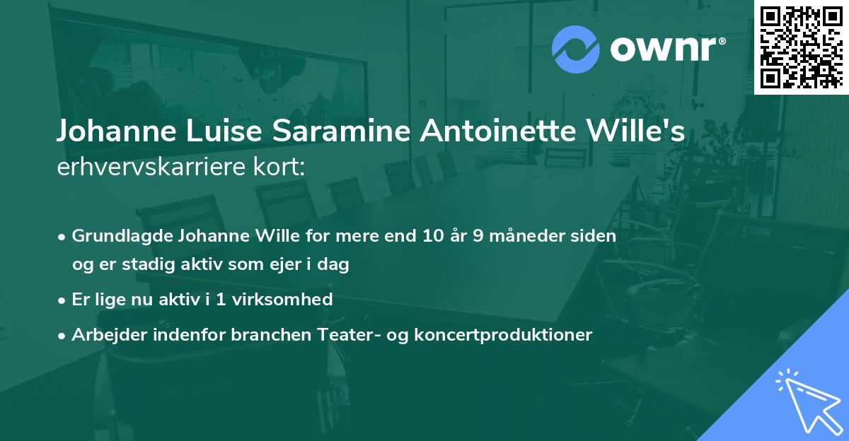 Johanne Luise Saramine Antoinette Wille's erhvervskarriere kort