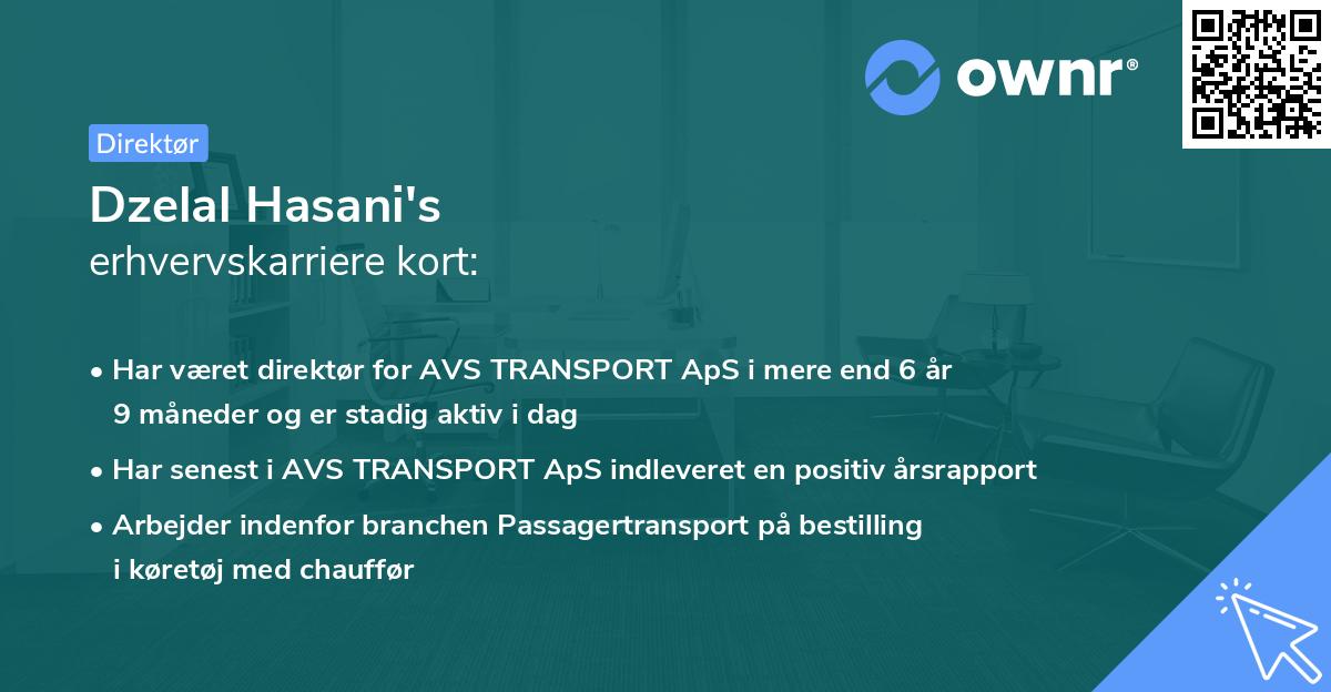 Dzelal Hasani's erhvervskarriere kort