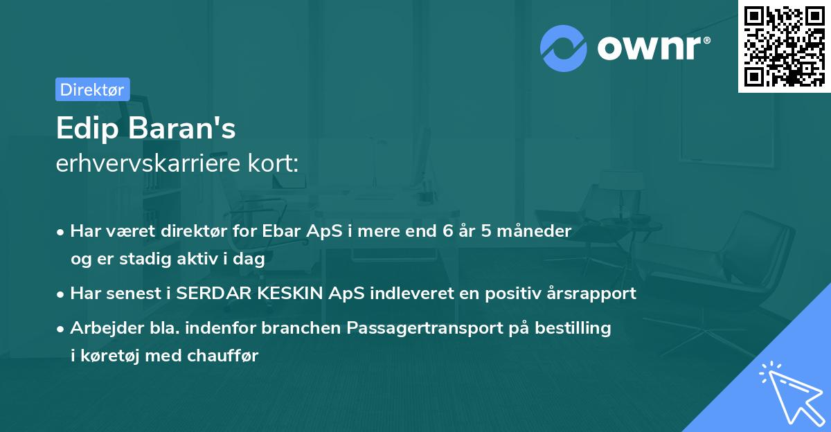 Edip Baran's erhvervskarriere kort