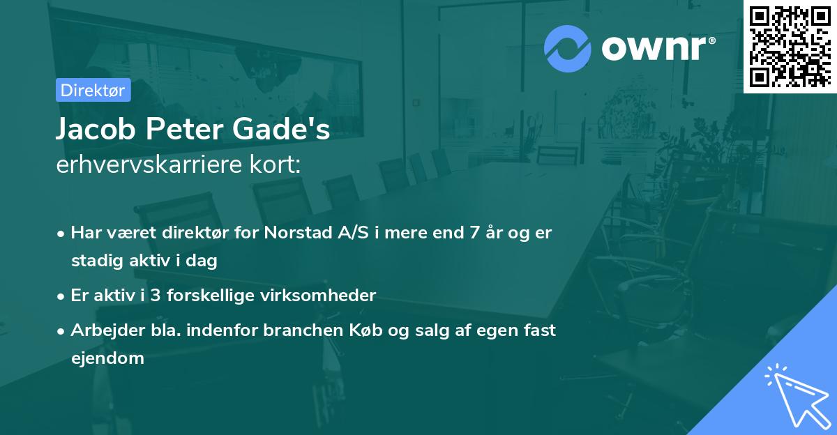 Jacob Peter Gade's erhvervskarriere kort
