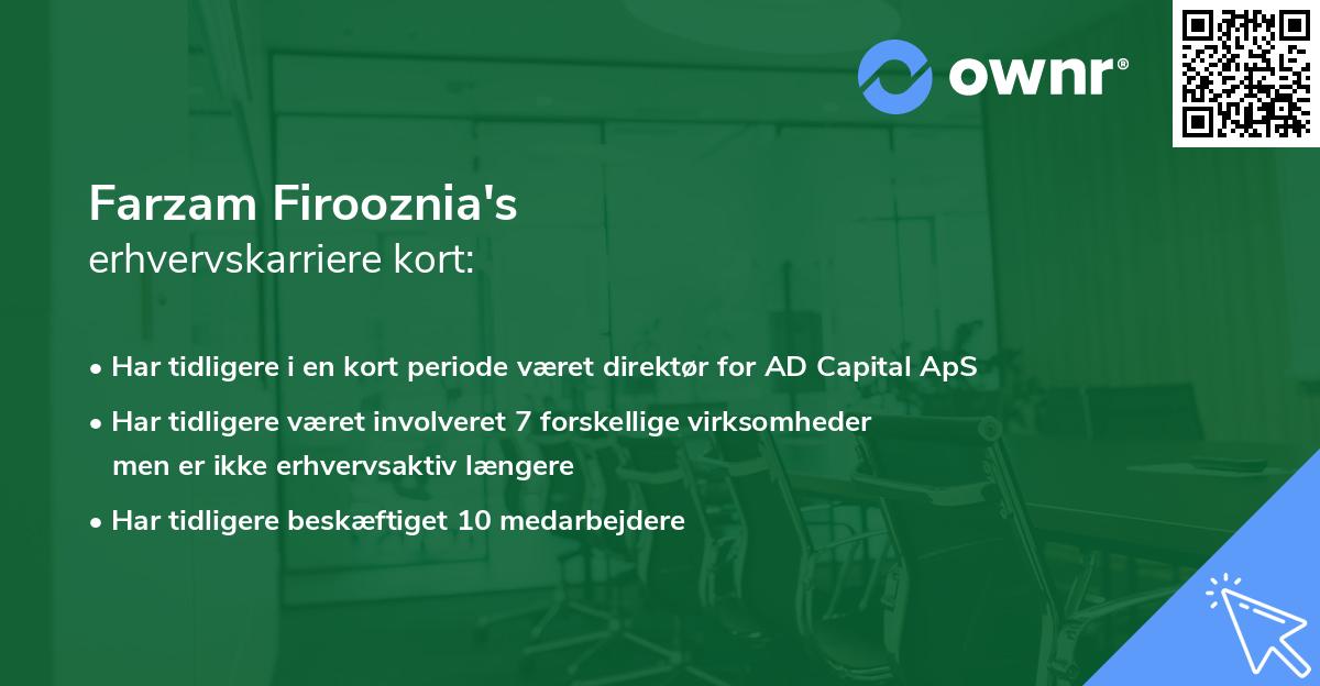 Farzam Firooznia's erhvervskarriere kort