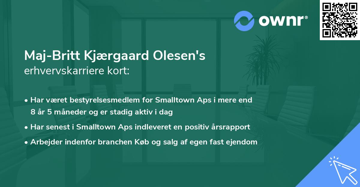 Maj-Britt Kjærgaard Olesen's erhvervskarriere kort