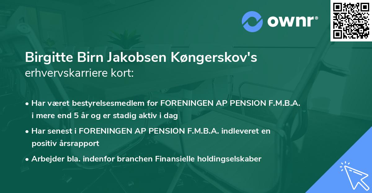 Birgitte Birn Jakobsen Køngerskov's erhvervskarriere kort
