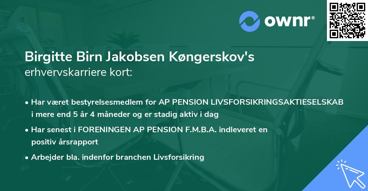 Birgitte Birn Jakobsen Køngerskov's erhvervskarriere kort