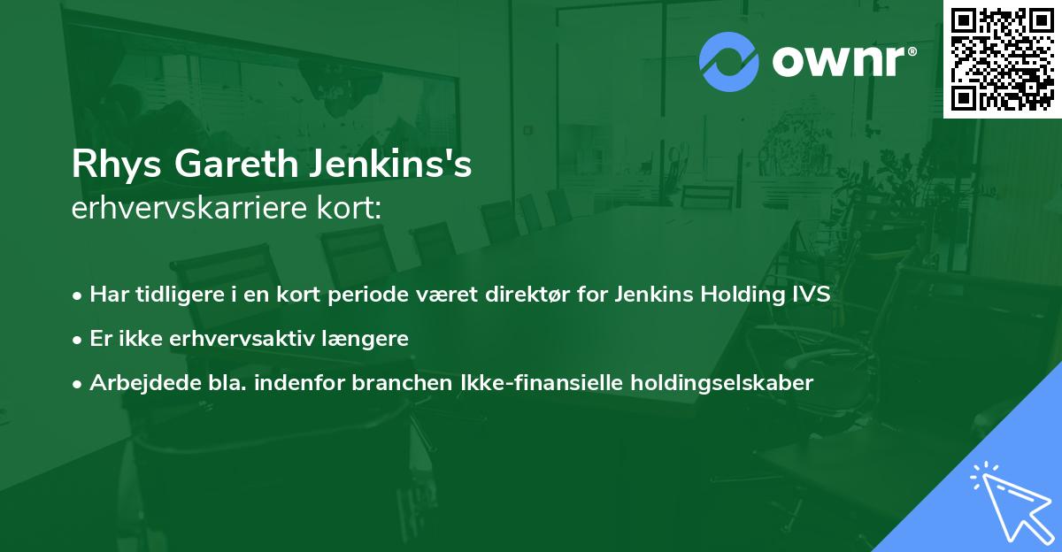 Rhys Gareth Jenkins's erhvervskarriere kort
