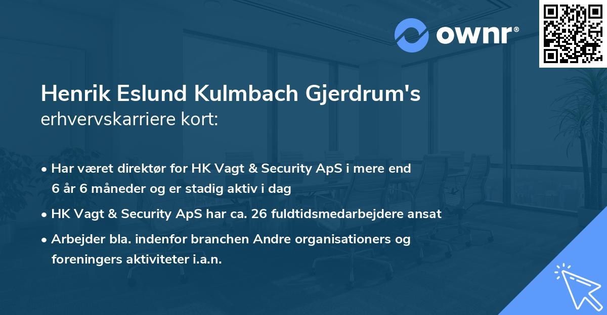 Henrik Eslund Kulmbach Gjerdrum's erhvervskarriere kort