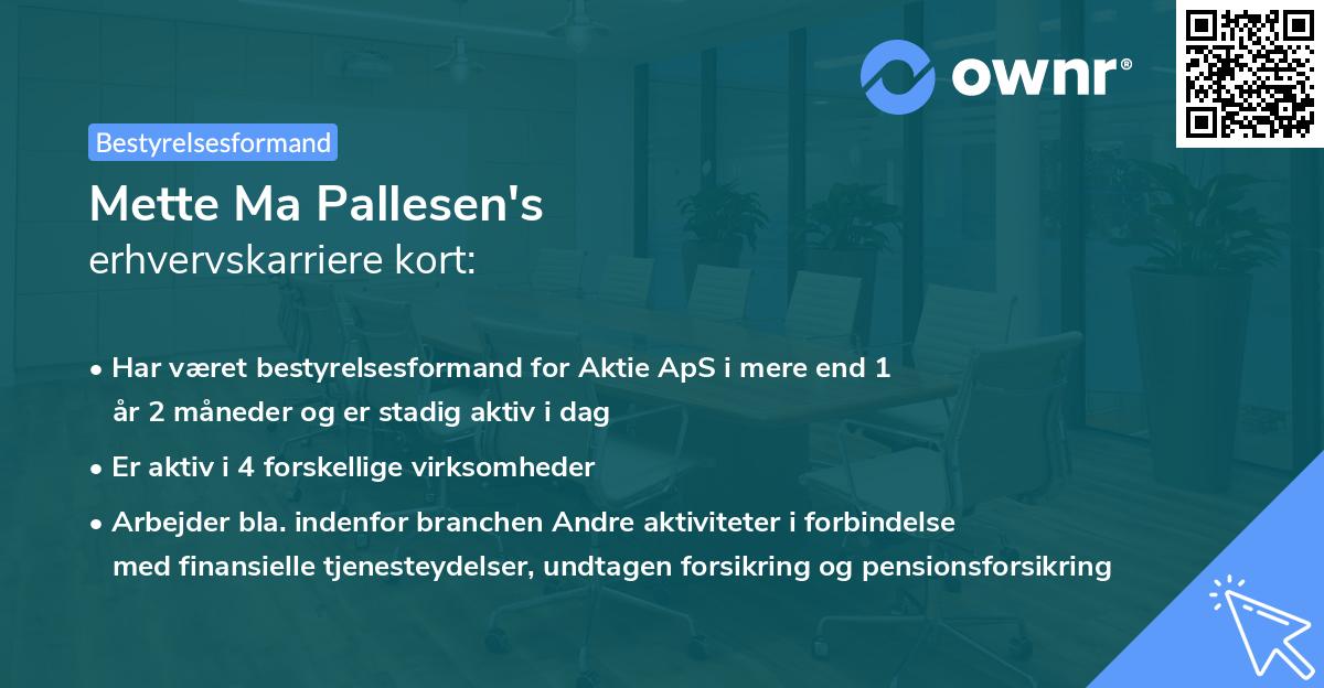 Mette Ma Pallesen's erhvervskarriere kort
