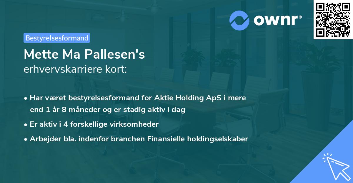 Mette Ma Pallesen's erhvervskarriere kort