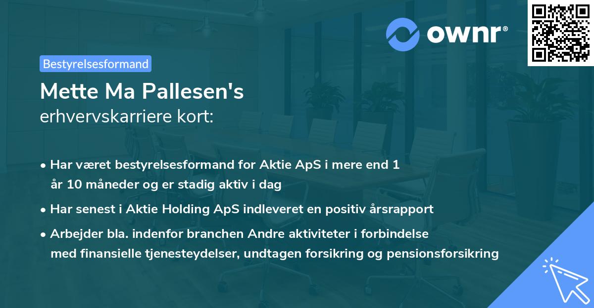 Mette Ma Pallesen's erhvervskarriere kort