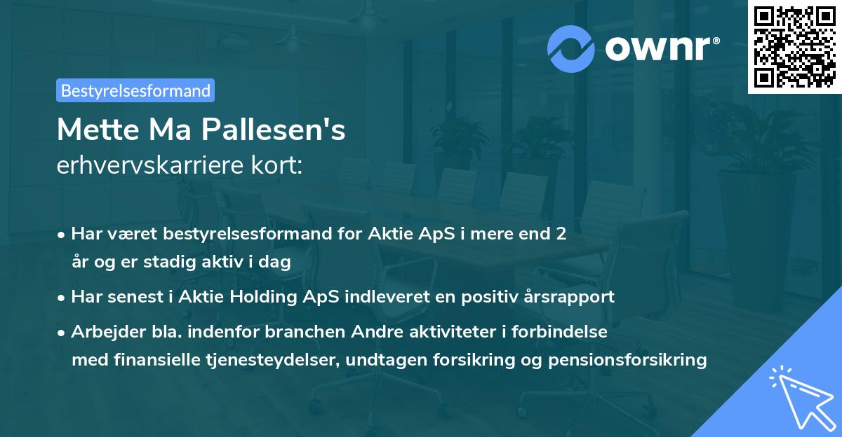 Mette Ma Pallesen's erhvervskarriere kort