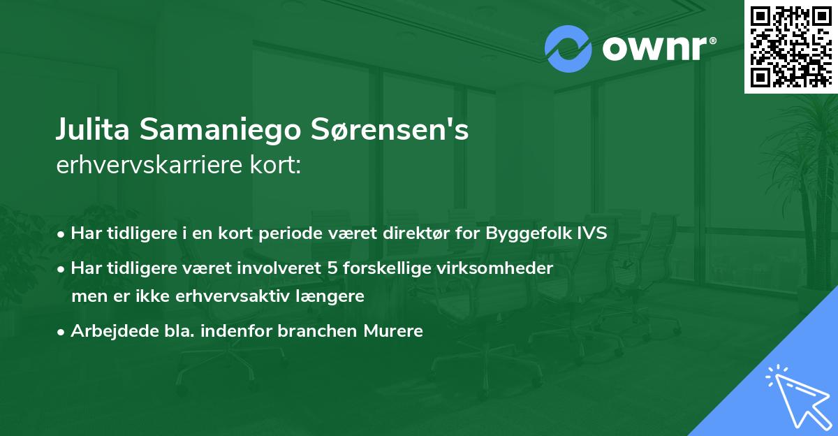 Julita Samaniego Sørensen's erhvervskarriere kort
