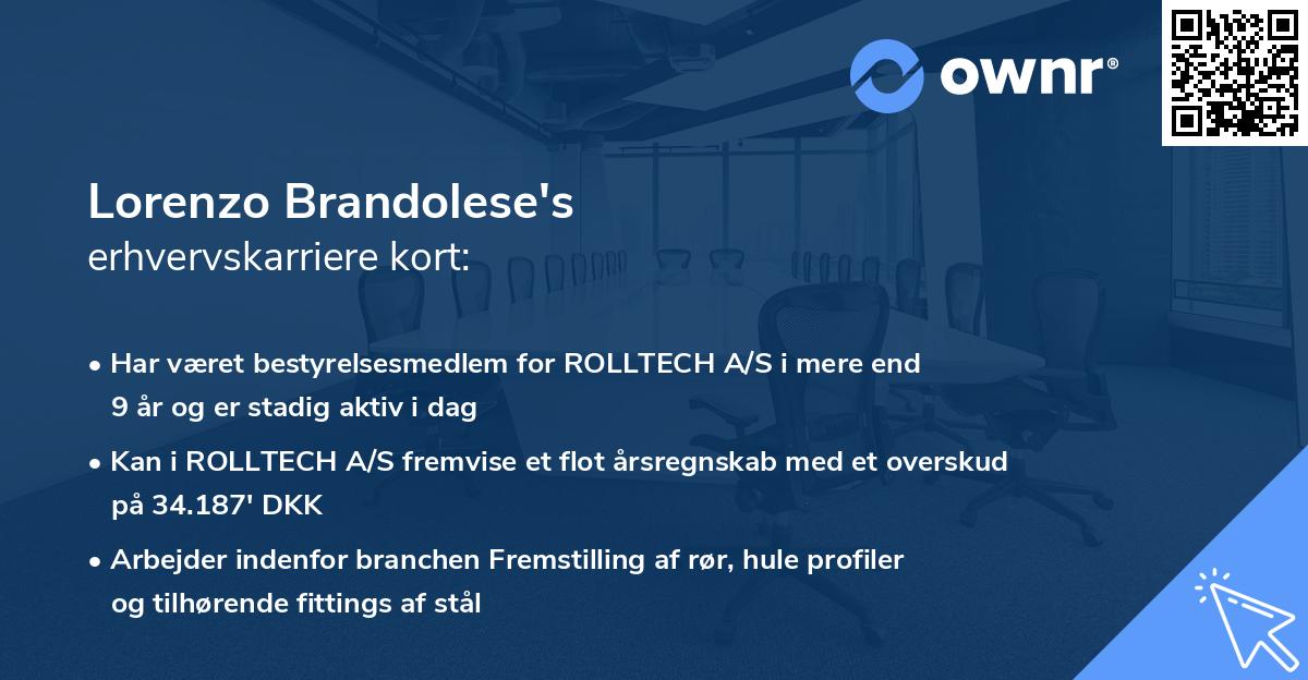 Lorenzo Brandolese's erhvervskarriere kort