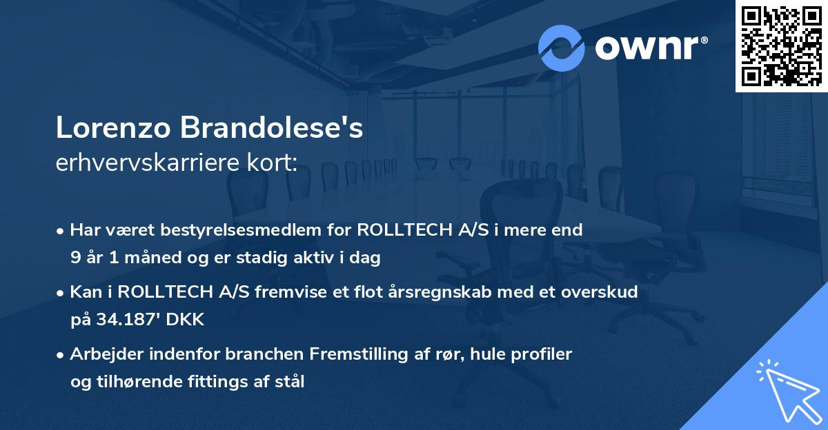 Lorenzo Brandolese's erhvervskarriere kort