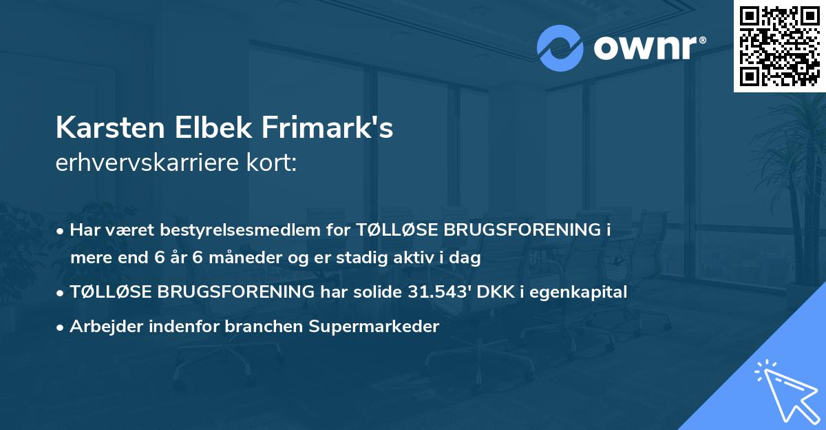 Karsten Elbek Frimark's erhvervskarriere kort