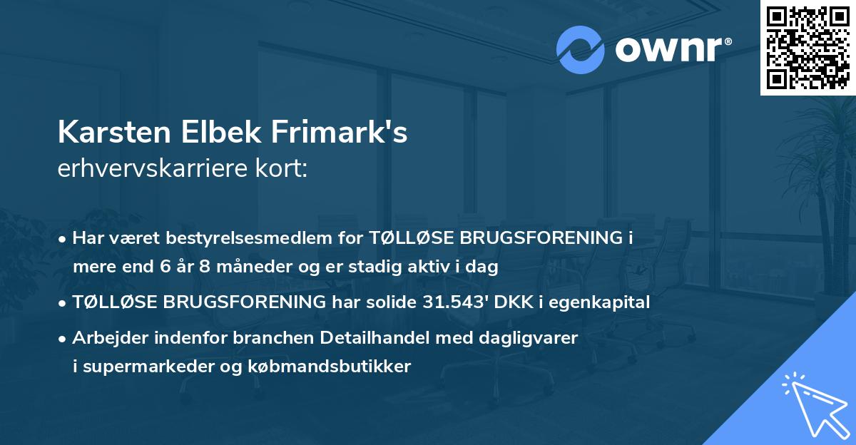 Karsten Elbek Frimark's erhvervskarriere kort