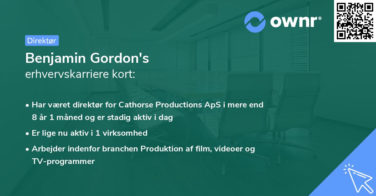 Benjamin Gordon's erhvervskarriere kort