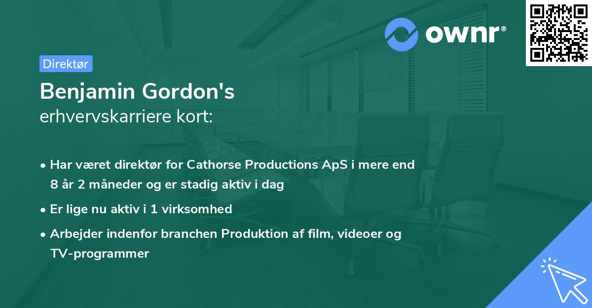 Benjamin Gordon's erhvervskarriere kort