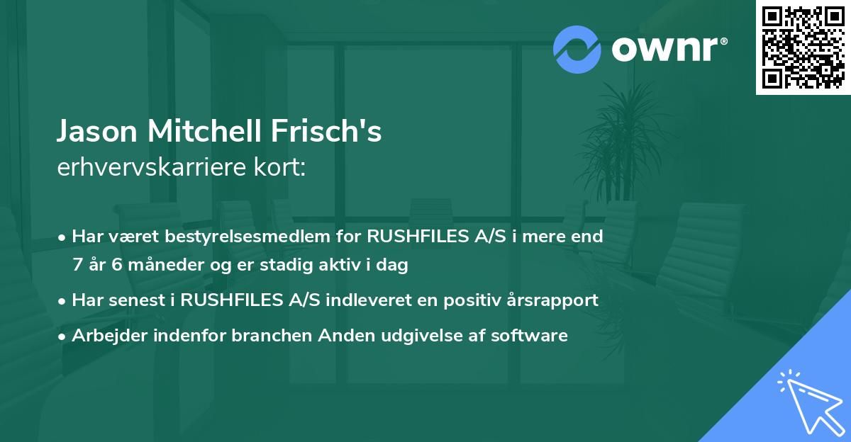 Jason Mitchell Frisch's erhvervskarriere kort