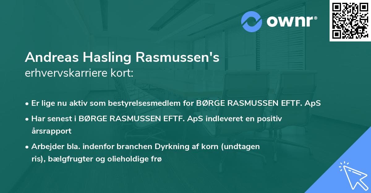 Andreas Hasling Rasmussen's erhvervskarriere kort