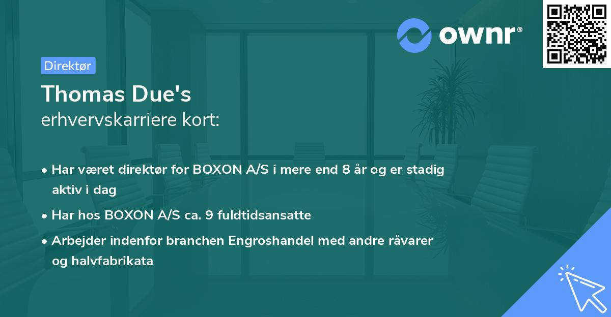 Thomas Due's erhvervskarriere kort
