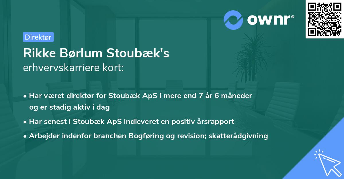 Rikke Børlum Stoubæk's erhvervskarriere kort