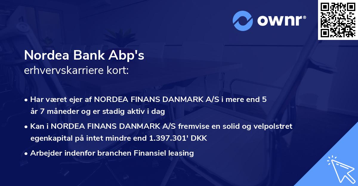 Nordea Bank Abp's erhvervskarriere kort