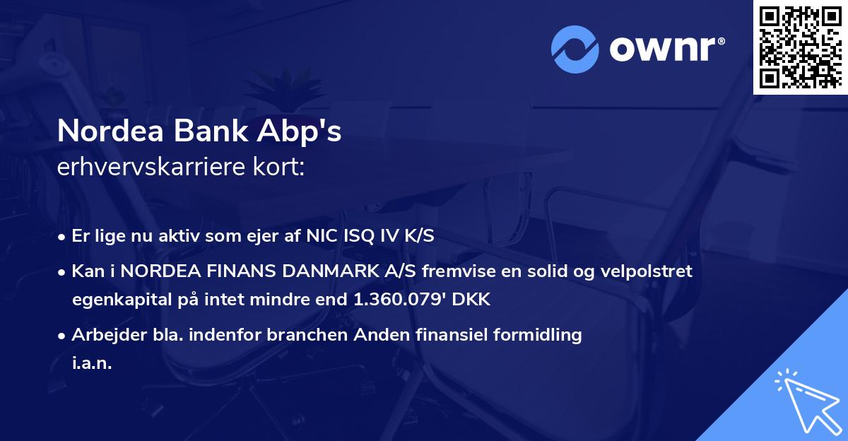 Nordea Bank Abp's erhvervskarriere kort