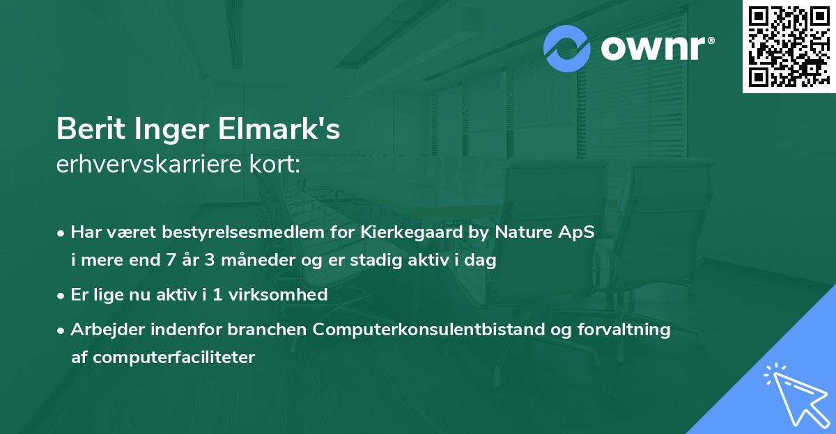 Berit Inger Elmark's erhvervskarriere kort