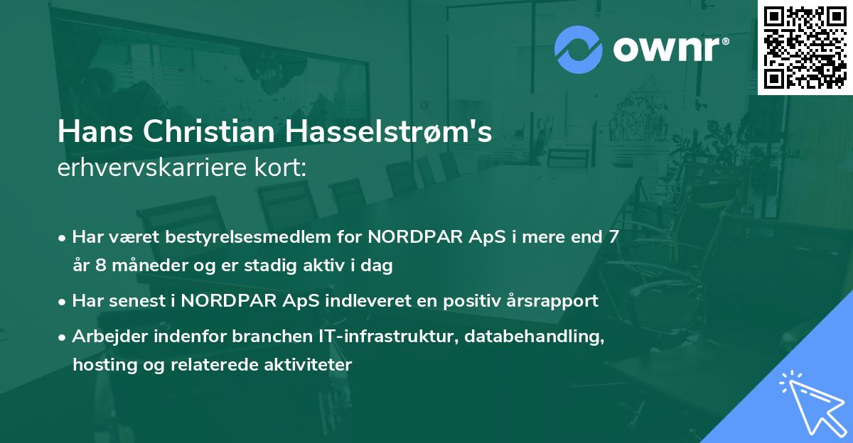 Hans Christian Hasselstrøm's erhvervskarriere kort