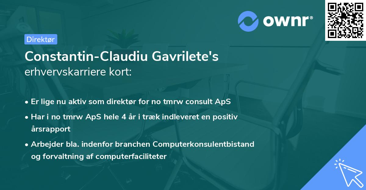 Constantin-Claudiu Gavrilete's erhvervskarriere kort