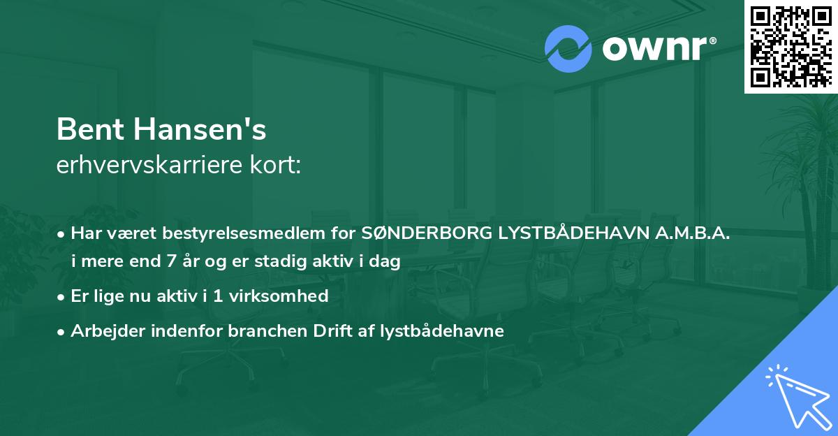 Bent Hansen's erhvervskarriere kort
