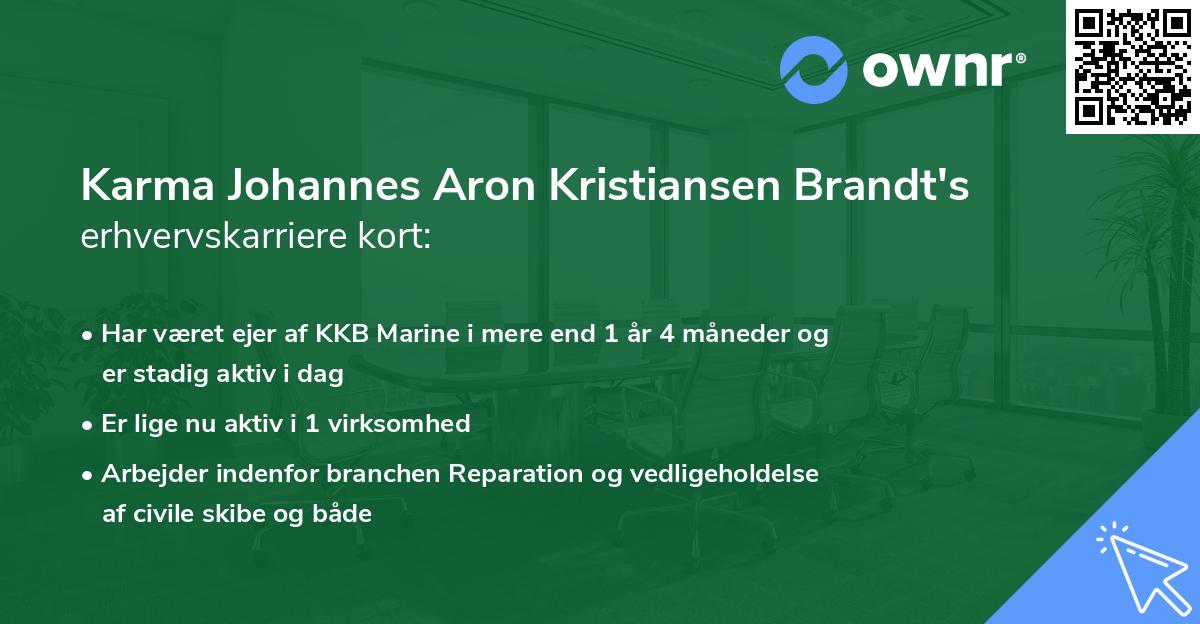 Karma Johannes Aron Kristiansen Brandt's erhvervskarriere kort
