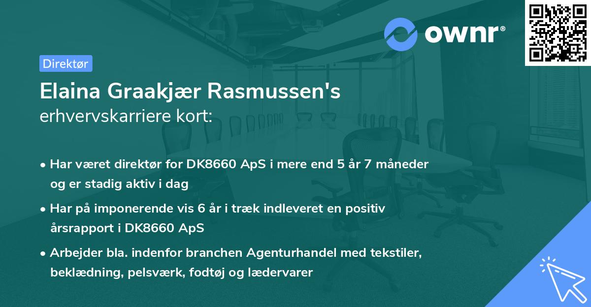 Elaina Graakjær Rasmussen's erhvervskarriere kort