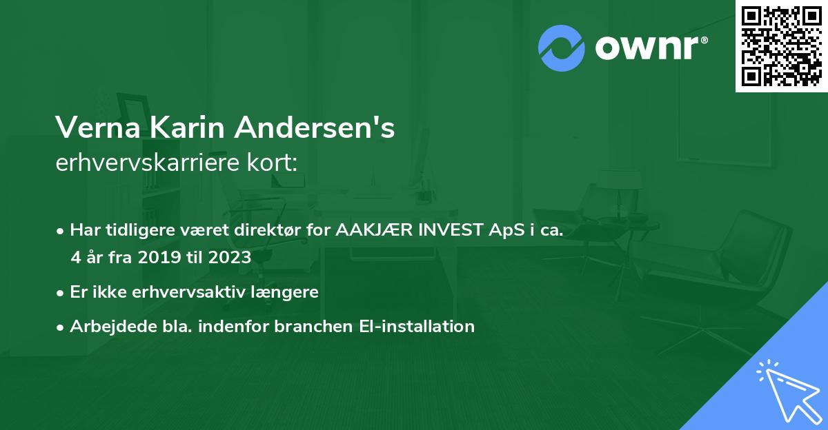Verna Karin Andersen's erhvervskarriere kort