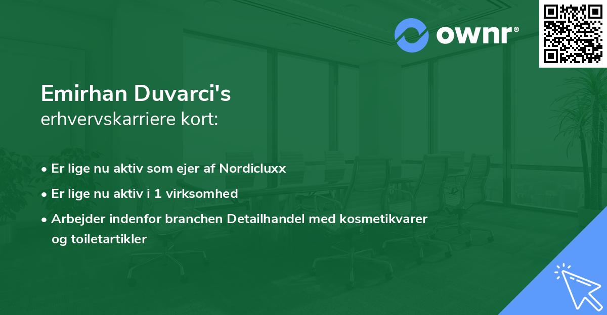 Emirhan Duvarci's erhvervskarriere kort