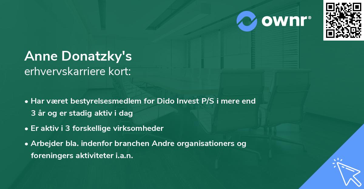 Anne Donatzky's erhvervskarriere kort