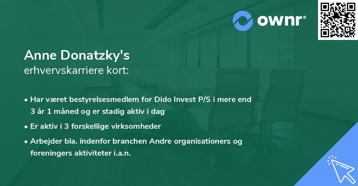 Anne Donatzky's erhvervskarriere kort