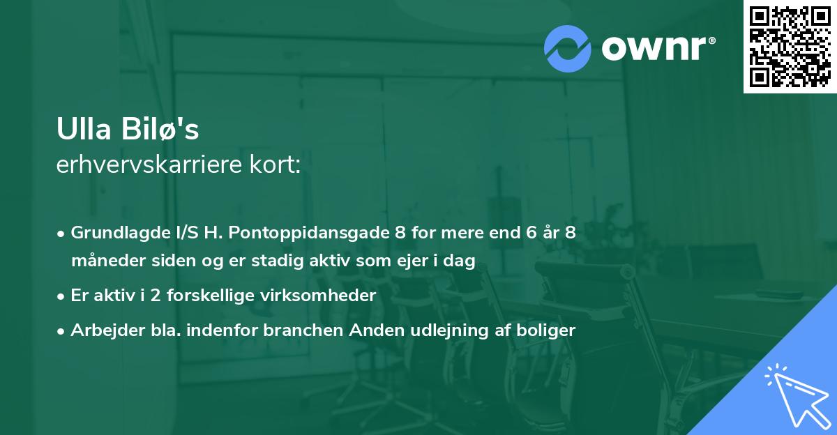 Ulla Bilø's erhvervskarriere kort