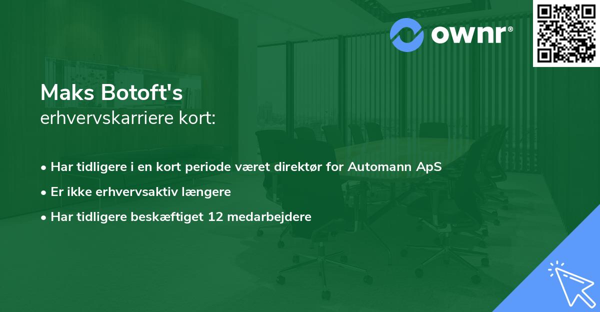 Maks Botoft's erhvervskarriere kort
