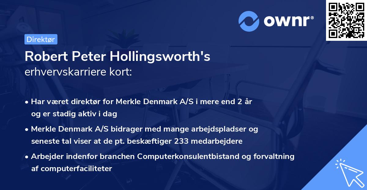 Robert Peter Hollingsworth's erhvervskarriere kort