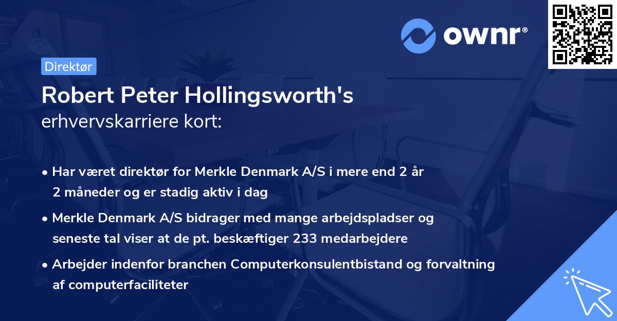 Robert Peter Hollingsworth's erhvervskarriere kort