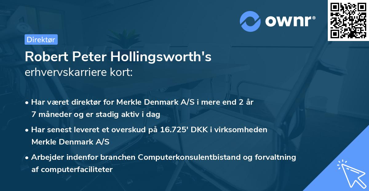 Robert Peter Hollingsworth's erhvervskarriere kort