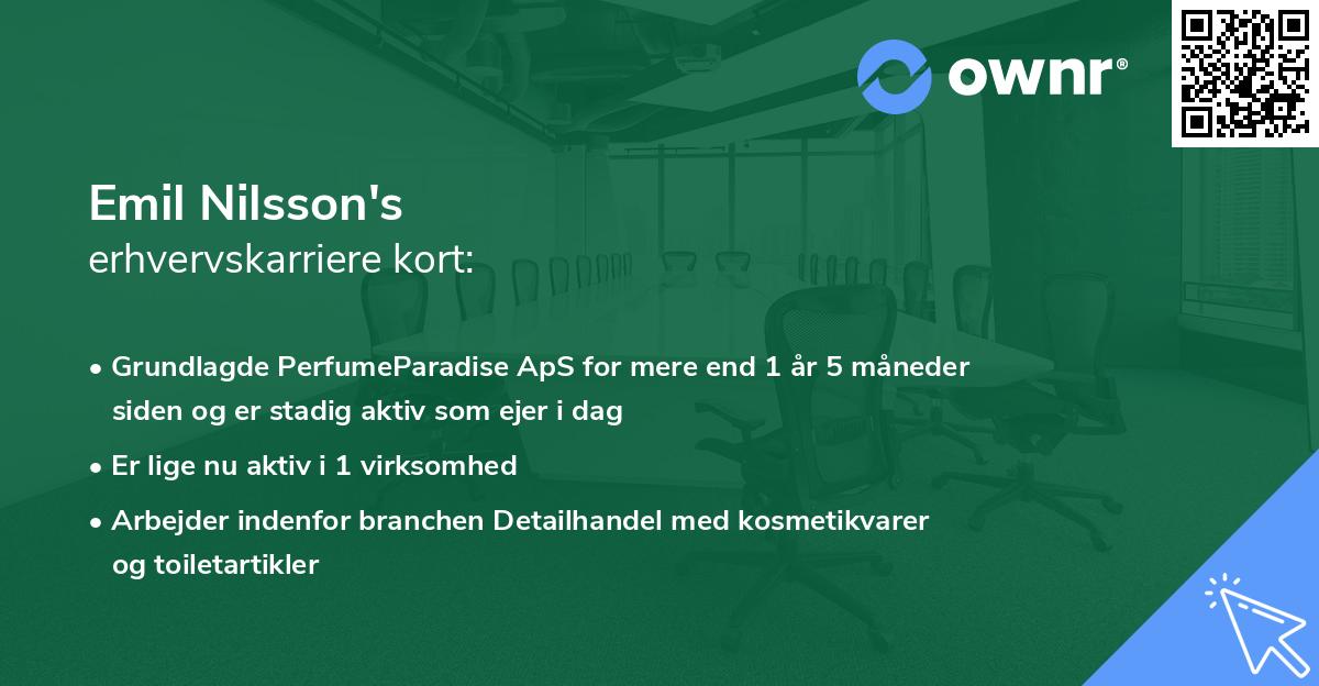 Emil Nilsson's erhvervskarriere kort