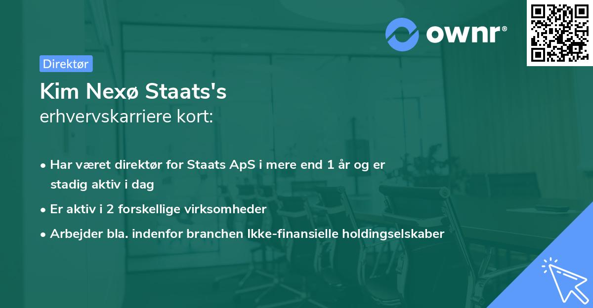 Kim Nexø Staats's erhvervskarriere kort