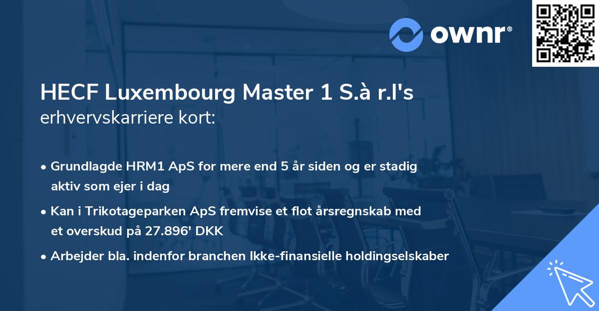 HECF Luxembourg Master 1 S.à r.l's erhvervskarriere kort