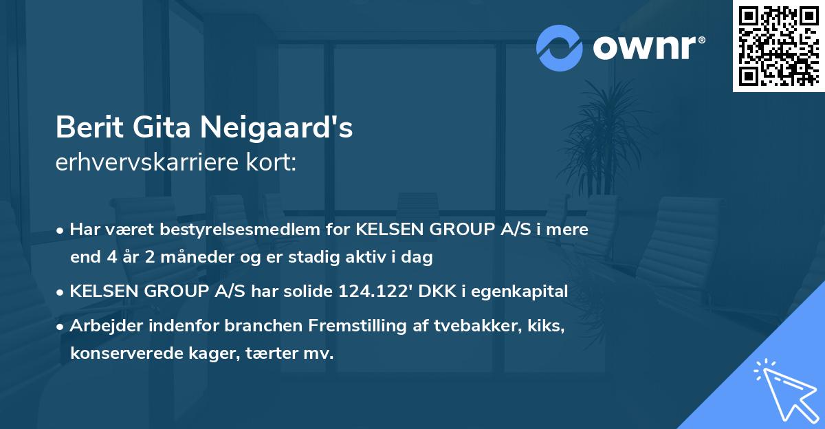 Berit Gita Neigaard's erhvervskarriere kort